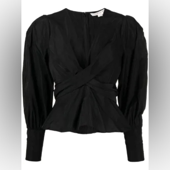 Veronica Beard Tops - NWT Veronica Beard black 
twist‎ detail V-neck blouse size 00